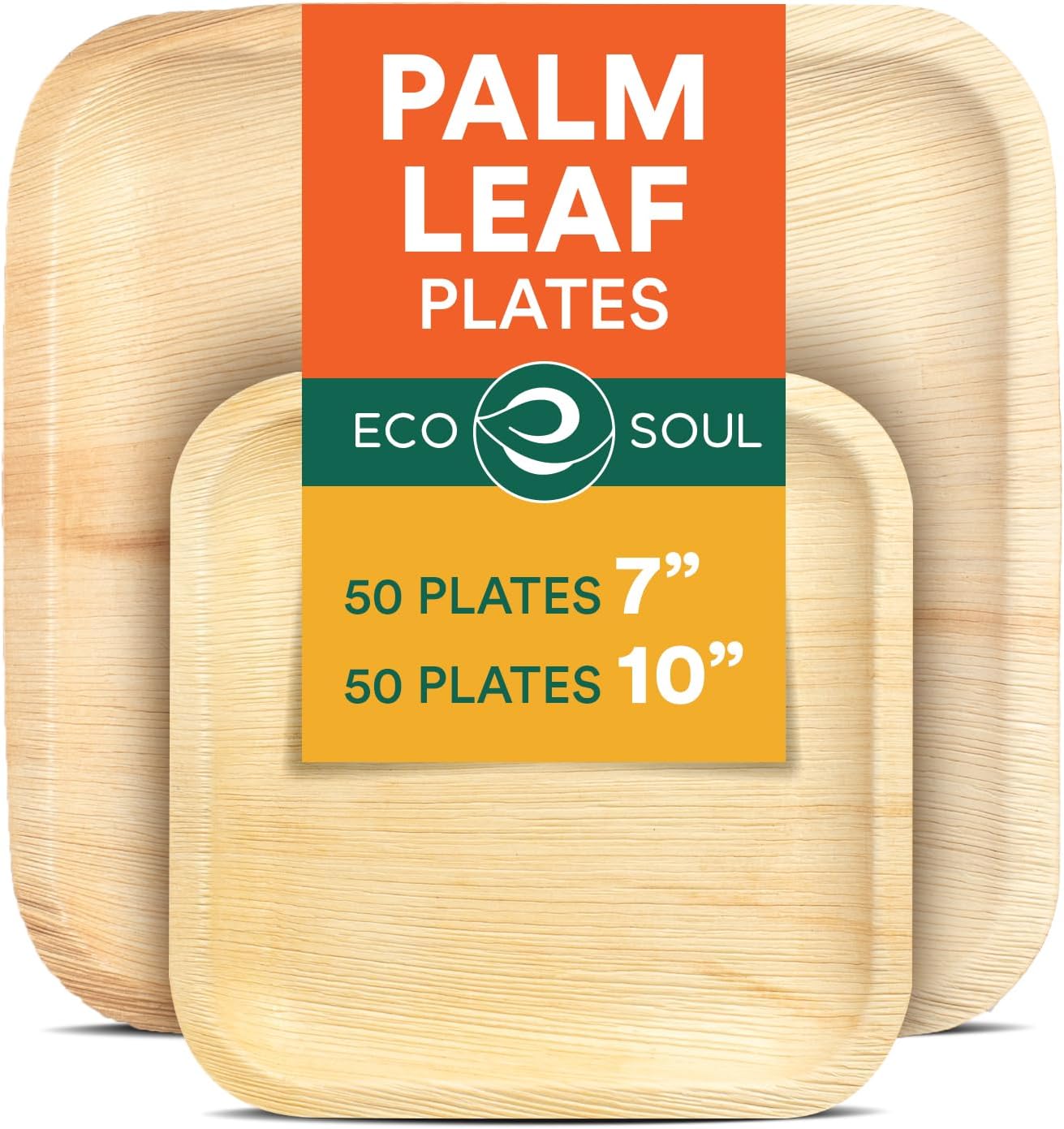100% Compostable 10 Inch & 7 Inch Palm Leaf Plates 200-Pack Premium Disposable Plates Set Heavy Duty Eco-Friendly Bamboo Plates-Toppalletfly
