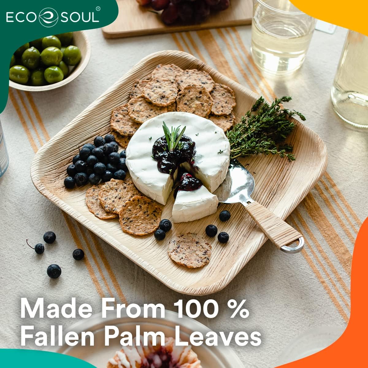 100% Compostable 10 Inch & 7 Inch Palm Leaf Plates 200-Pack Premium Disposable Plates Set Heavy Duty Eco-Friendly Bamboo Plates-Toppalletfly