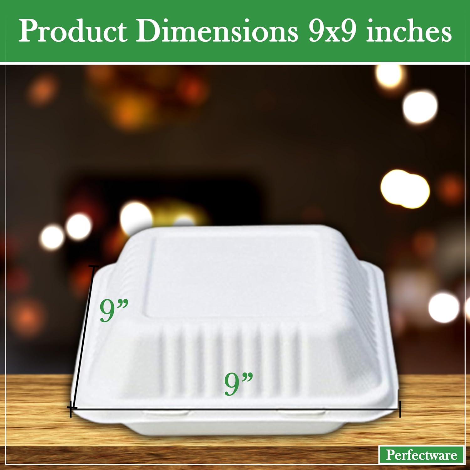 100% Compostable 3 Comp Take Out Food Containers 9x9x3, Natural Disposable Bagasse, Eco-Friendly Biodegradable Made of Sugar Cane-Toppalletfly