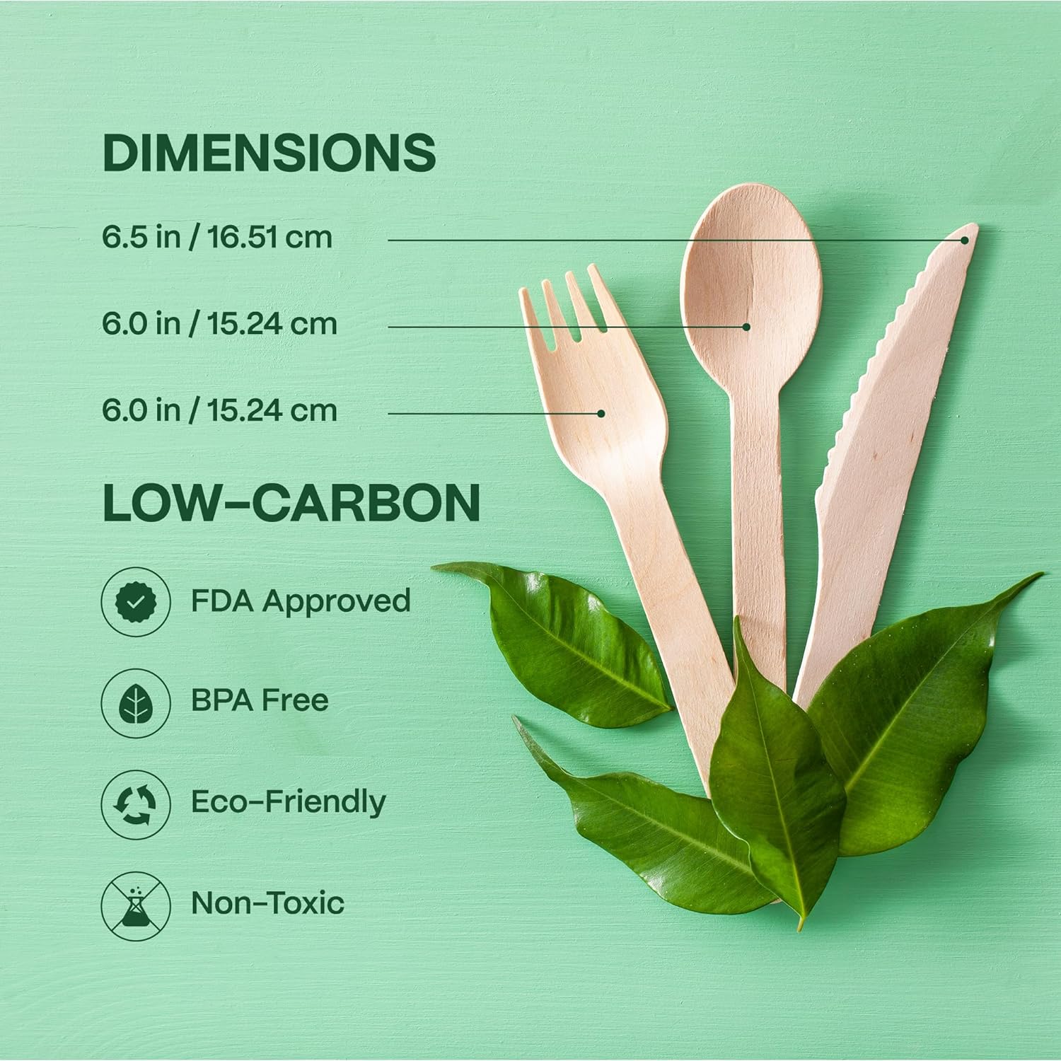 100% Compostable Cutlery Set - 300 Pieces Wooden Utensils, 120 Forks, 90 Knives, 90 Spoons - Disposable Eco Friendly-Toppalletfly