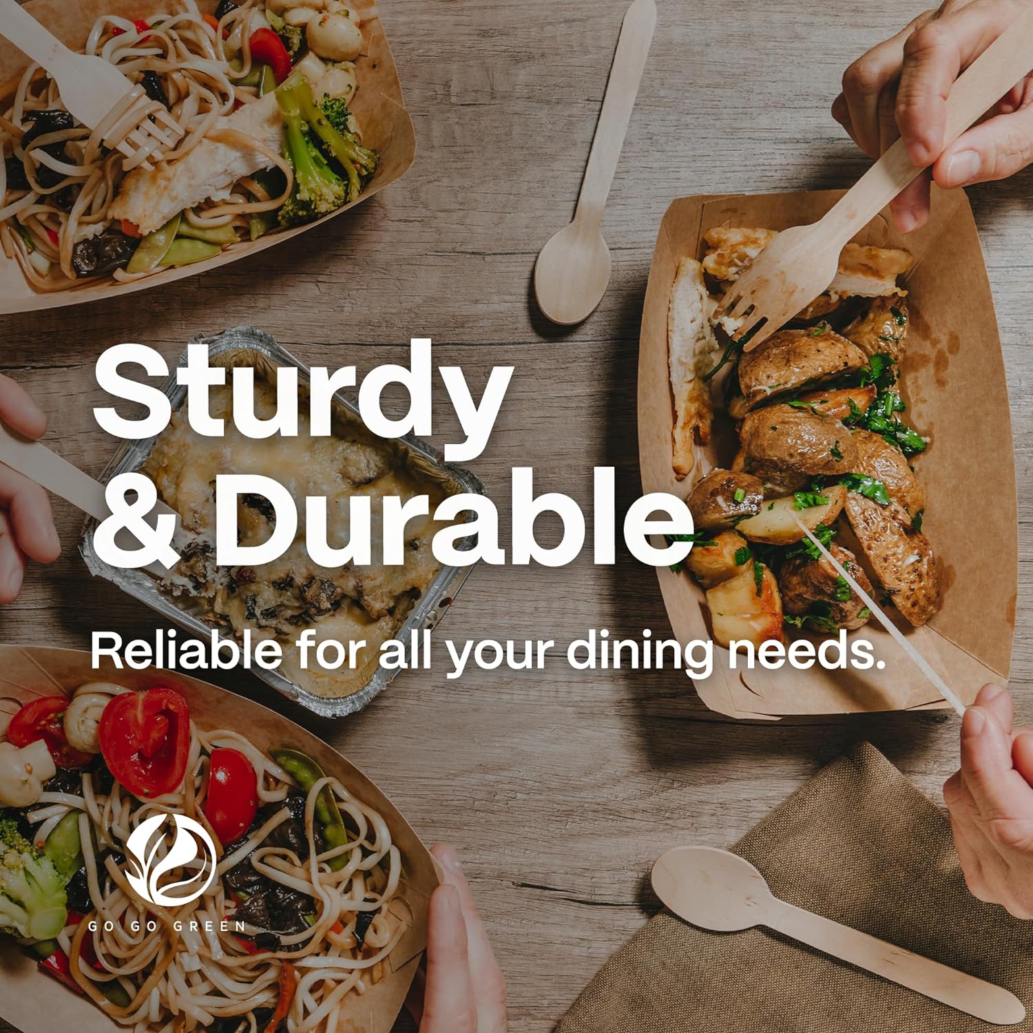 100% Compostable Cutlery Set - 300 Pieces Wooden Utensils, 120 Forks, 90 Knives, 90 Spoons - Disposable Eco Friendly-Toppalletfly