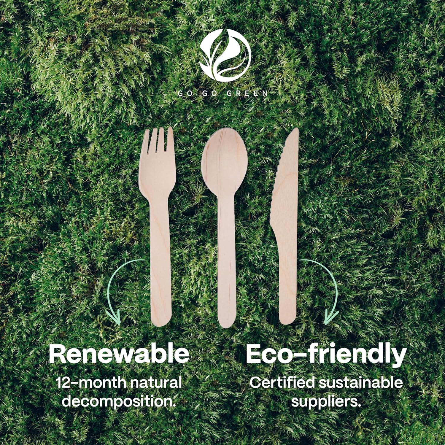 100% Compostable Cutlery Set - 300 Pieces Wooden Utensils, 120 Forks, 90 Knives, 90 Spoons - Disposable Eco Friendly-Toppalletfly