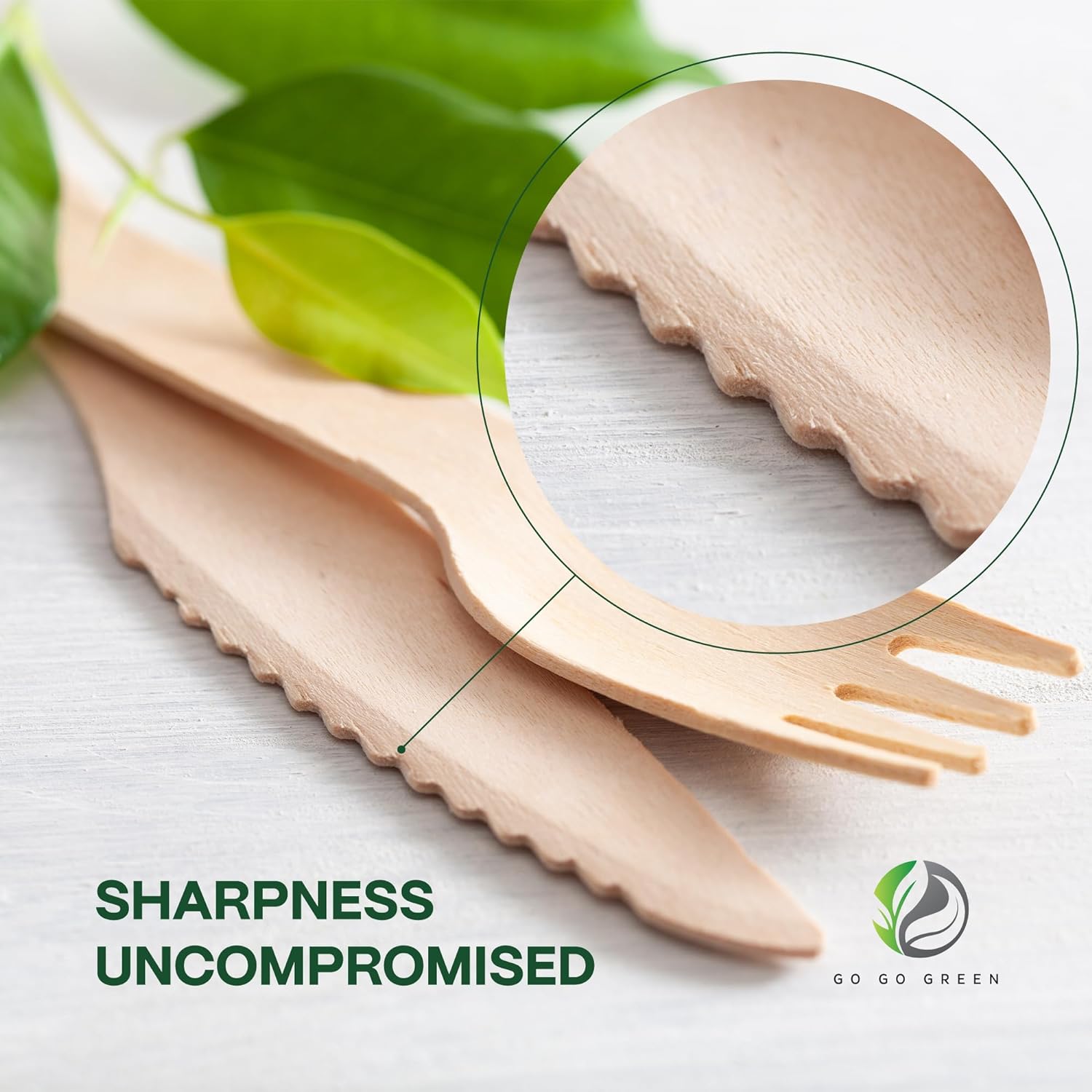 100% Compostable Cutlery Set - 300 Pieces Wooden Utensils, 120 Forks, 90 Knives, 90 Spoons - Disposable Eco Friendly-Toppalletfly
