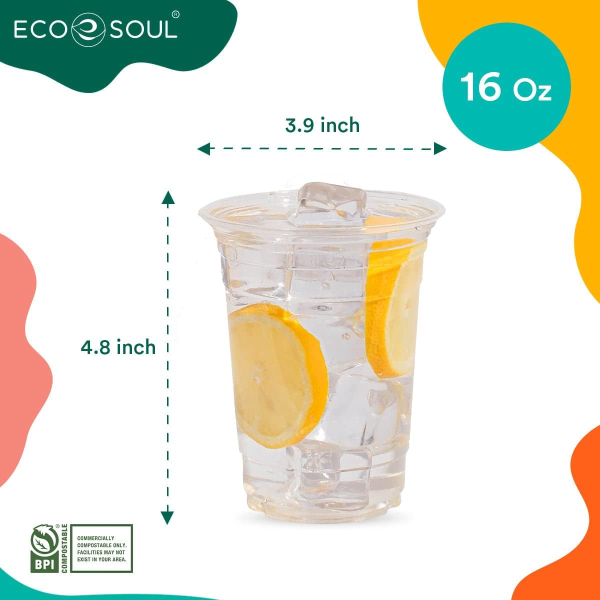 100% Compostable, Disposable Party Cups, Eco-friendly Party Cups 16 oz-Toppalletfly
