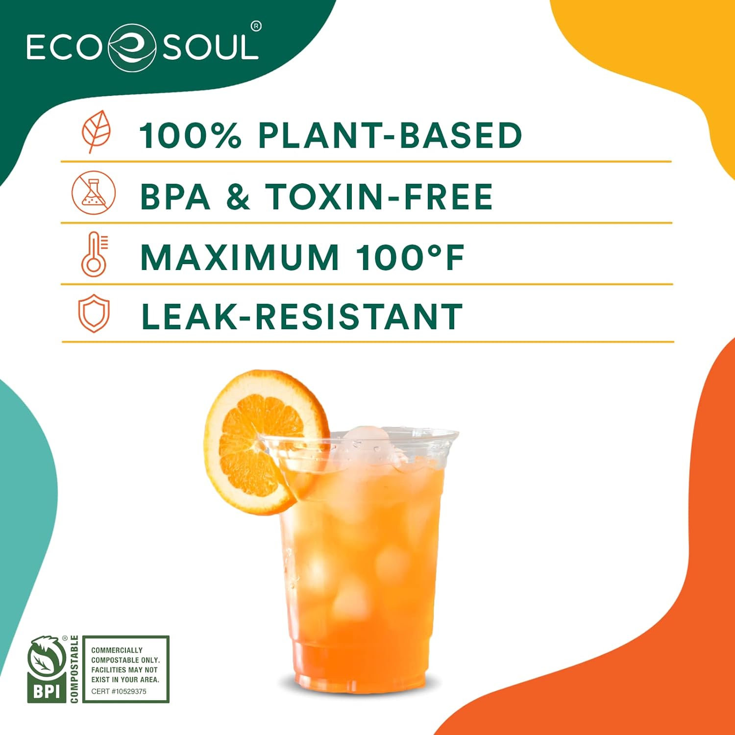 100% Compostable, Disposable Party Cups, Eco-friendly Party Cups 16 oz-Toppalletfly