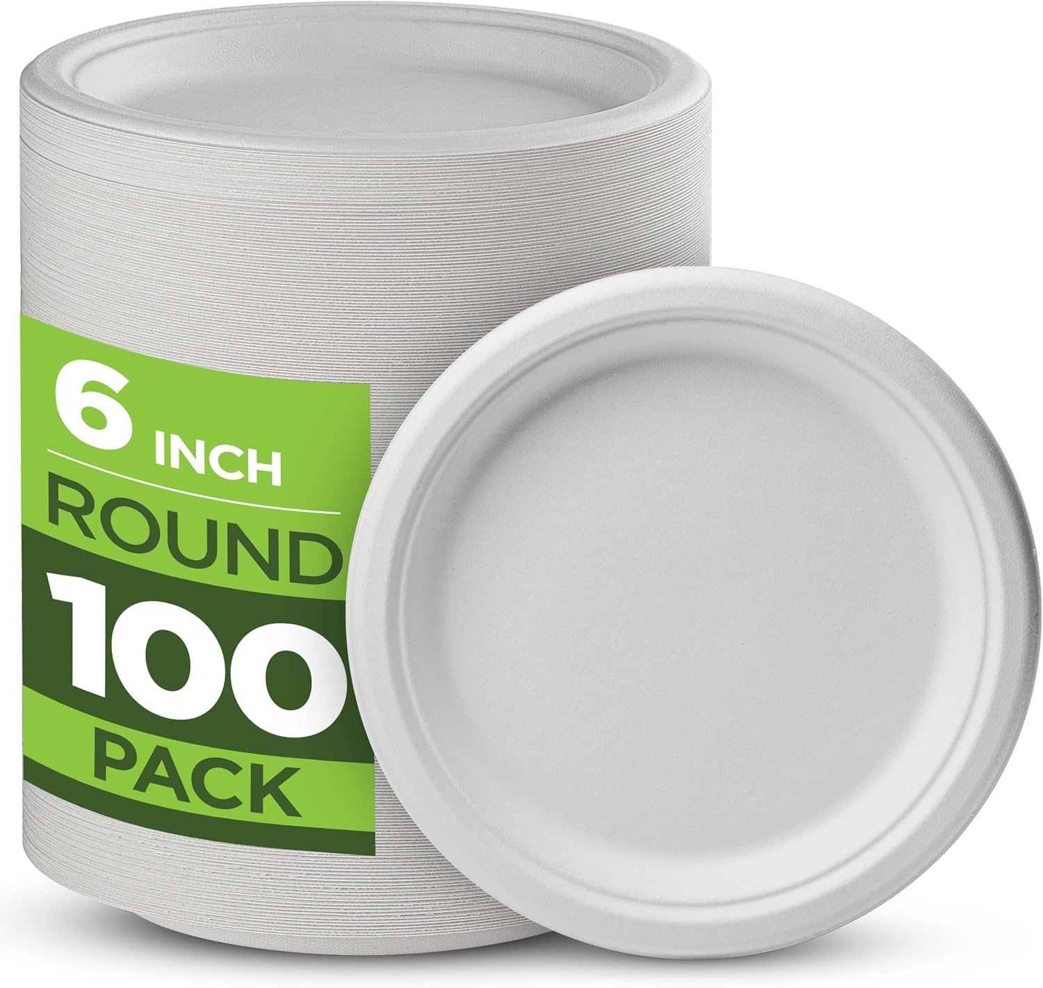 100% Compostable Paper Plates 100 Pack, 6 Inch-Toppalletfly
