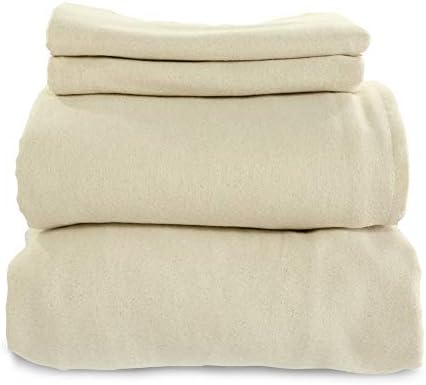 100% Organic Cotton Flat Sheet, 4-Pc Flannel Sheet Set-Toppalletfly