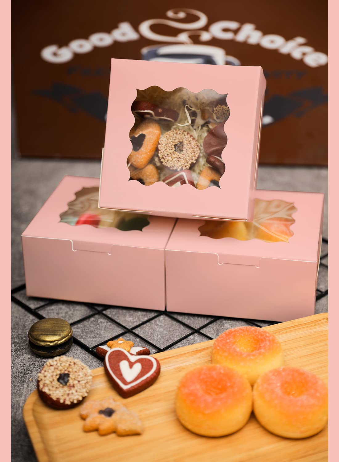 100pcs 6x6x3 Bakery Boxes with Window – Sturdy Macaron & Cookie Packaging-Toppalletfly