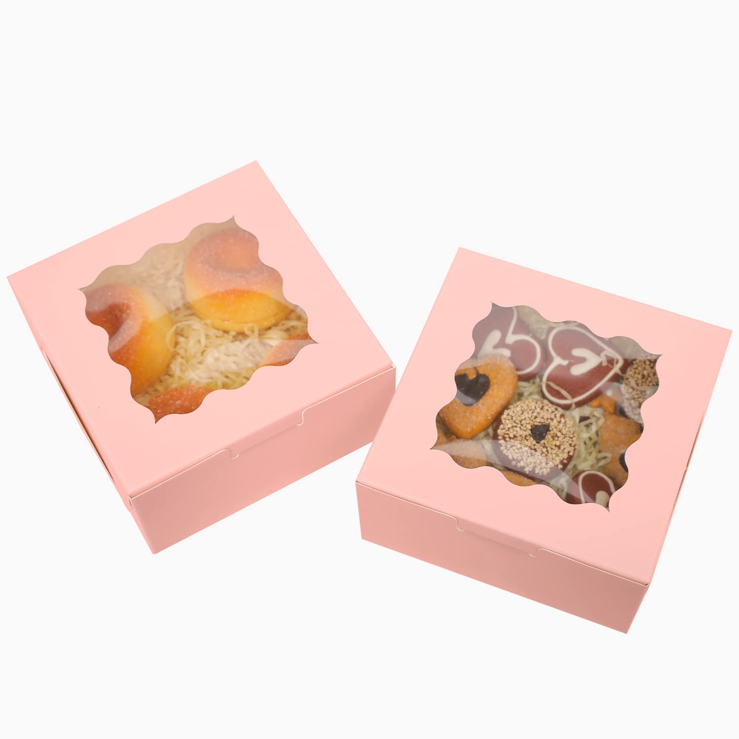 100pcs 6x6x3 Bakery Boxes with Window – Sturdy Macaron & Cookie Packaging-Toppalletfly