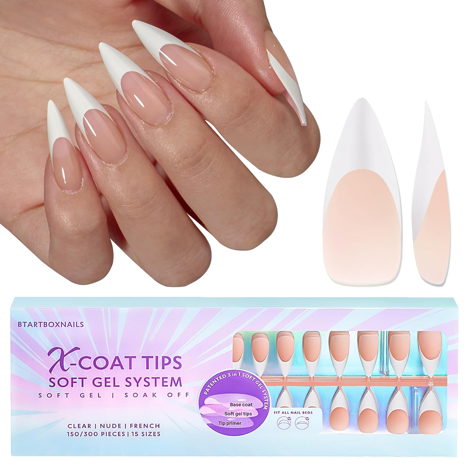 150Pcs French Tip Press on Nails - Acrylic Nail Kit Set-Toppalletfly
