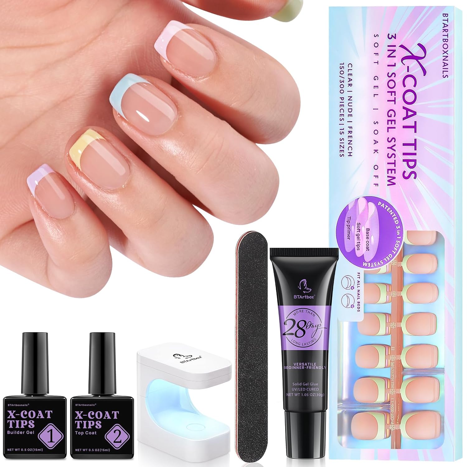 150Pcs French Tip Press on Nails - Acrylic Nail Kit Set-Toppalletfly