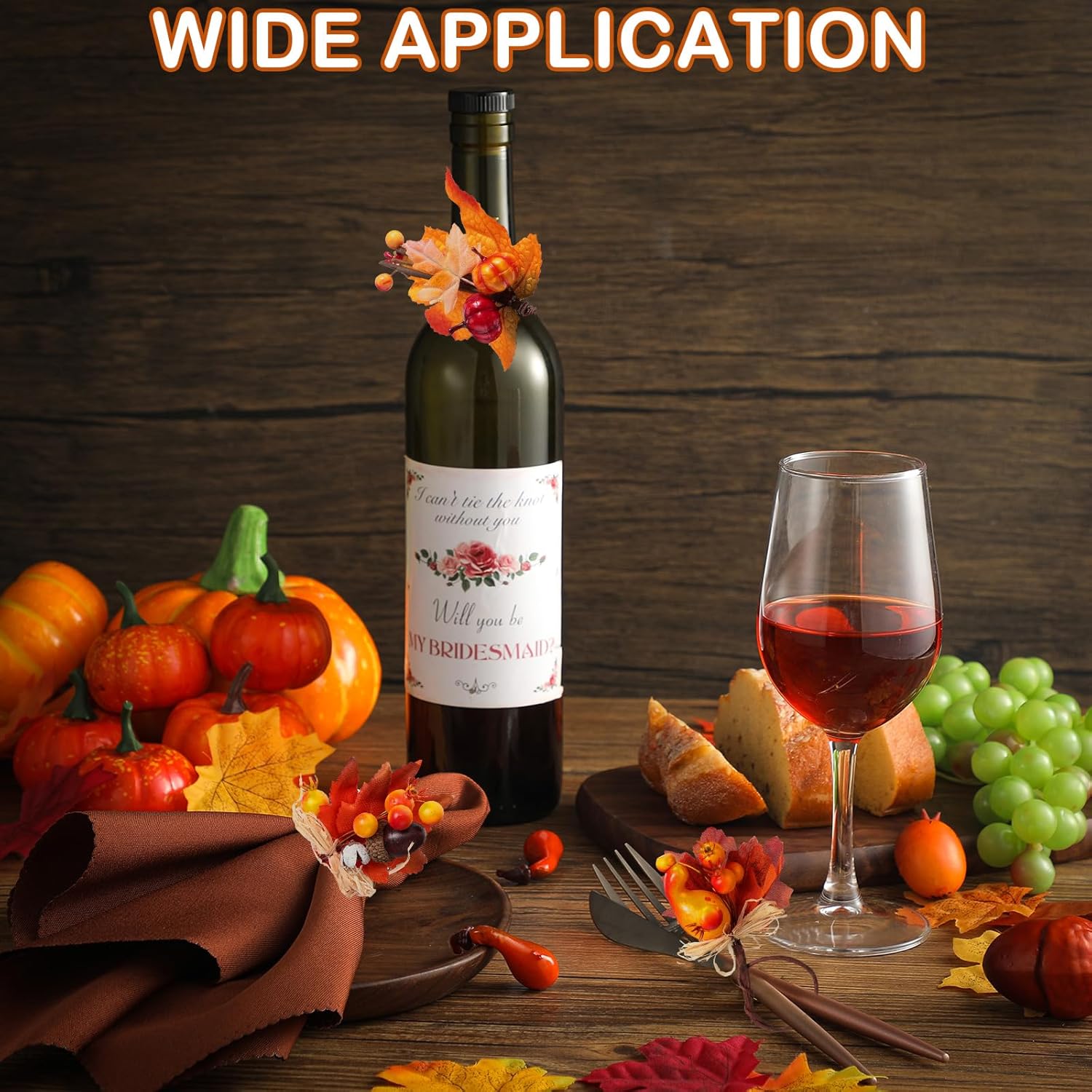 16-Piece Fall Napkin Ring & Napkin Set – 8 Napkin Rings & 8 Washable Napkins for Thanksgiving & Autumn Decor-Toppalletfly