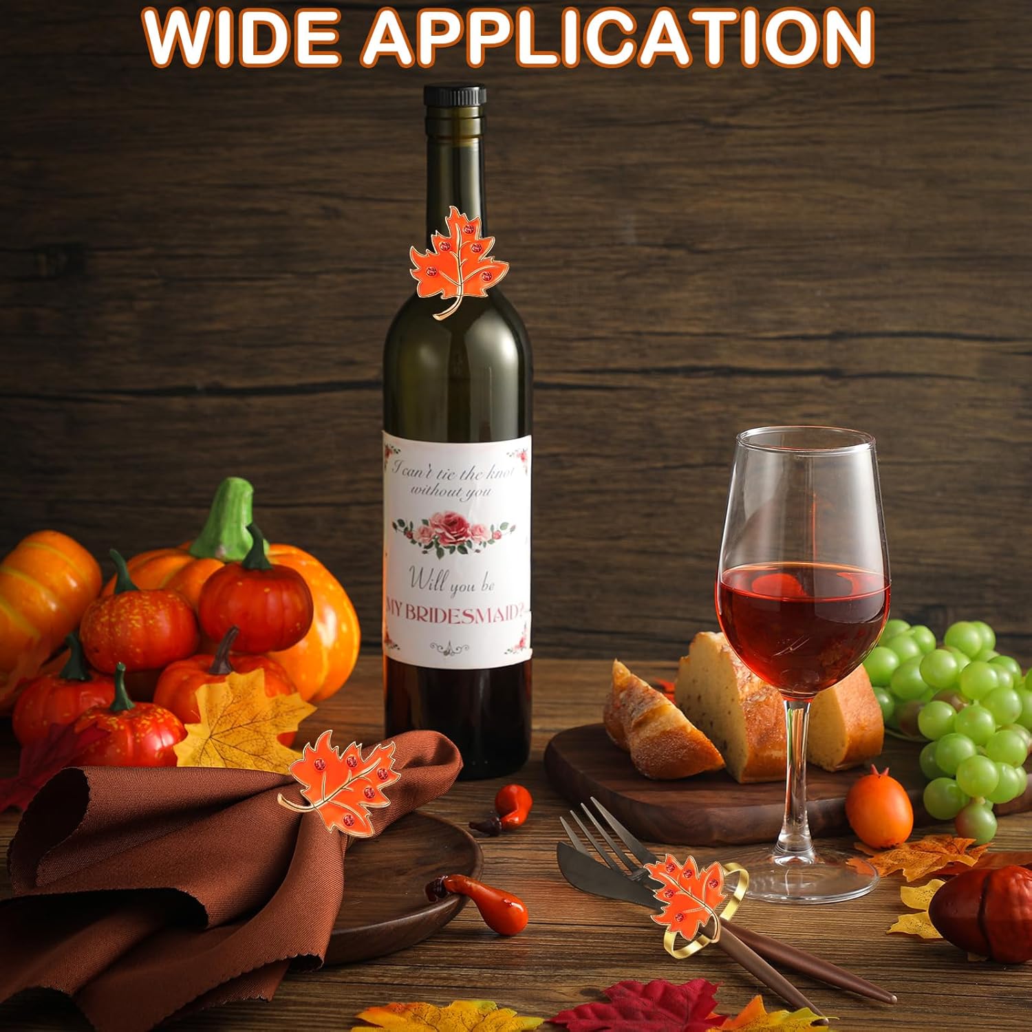 16-Piece Fall Napkin Ring & Napkin Set – 8 Napkin Rings & 8 Washable Napkins for Thanksgiving & Autumn Decor-Toppalletfly