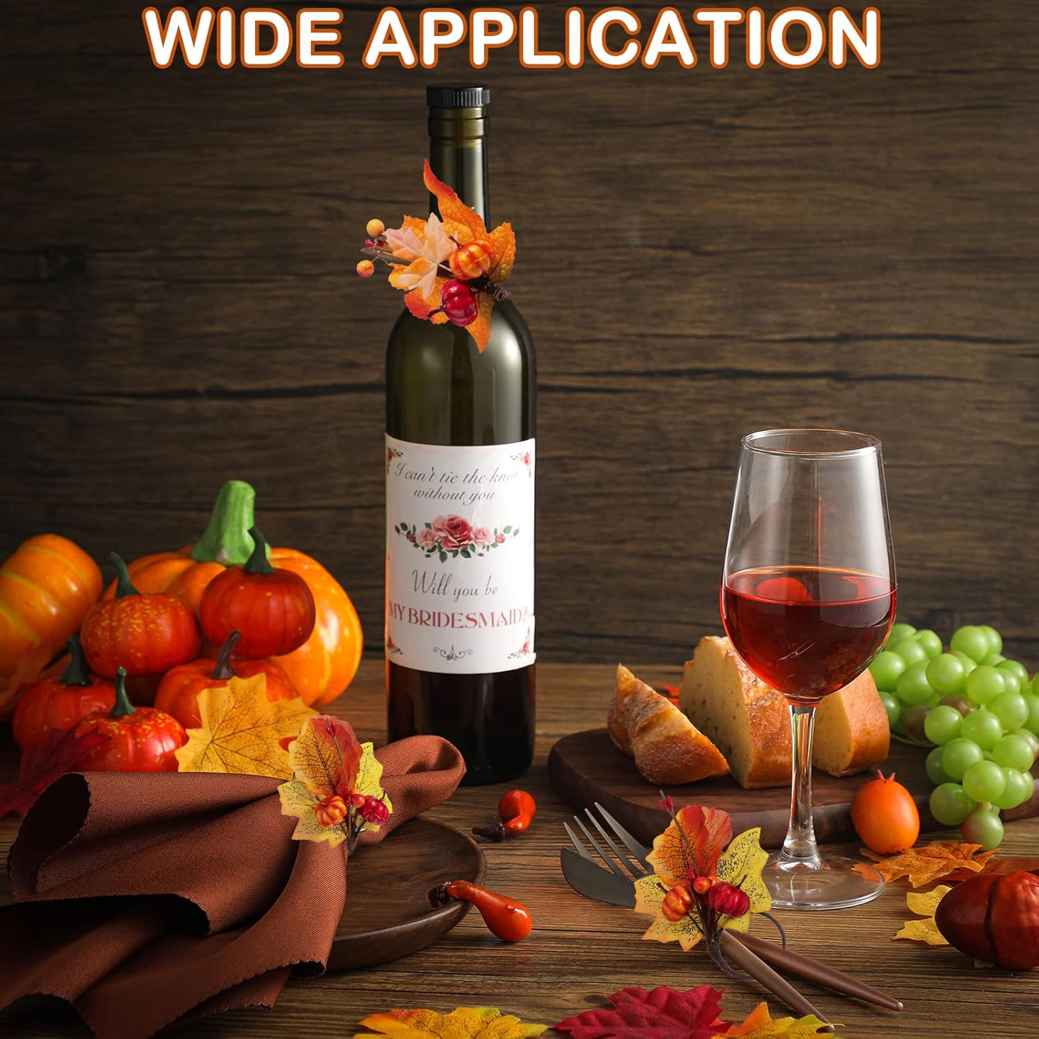 16-Piece Fall Napkin Ring & Napkin Set – 8 Napkin Rings & 8 Washable Napkins for Thanksgiving & Autumn Decor-Toppalletfly