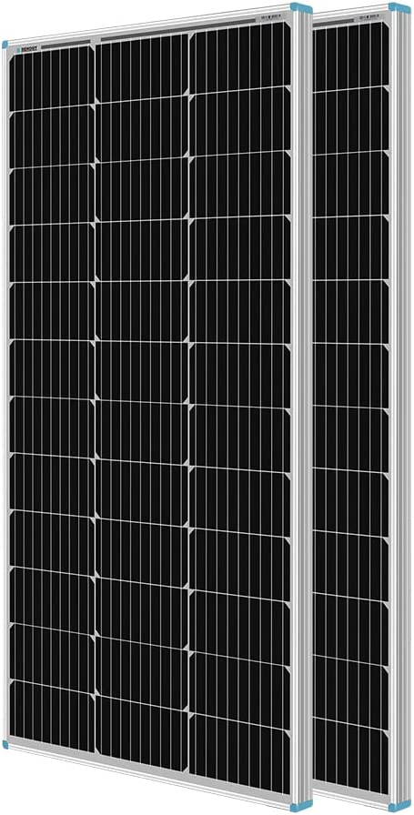 2PCS 100 Watt Solar Panels, 12 Volt Monocrystalline, High-Efficiency Module PV Power Charger for RV Battery Boat and Other Off-Grid Applications-Toppalletfly