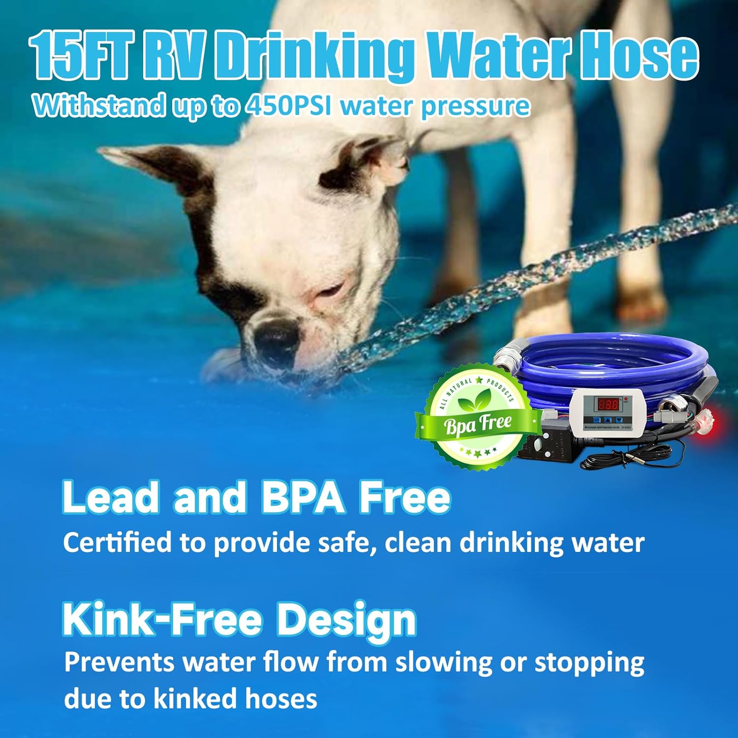 30FT Heated Water Hose for RV - Smart Thermostat, Upgraded for Winter Use to - 45℉-Toppalletfly