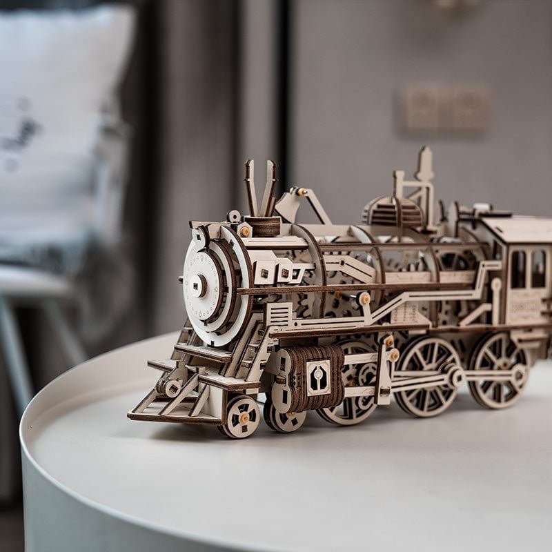 3D Wooden Puzzle Gift for Teens and Adults Locomotive Mechanical Building Model Kit-Toppalletfly