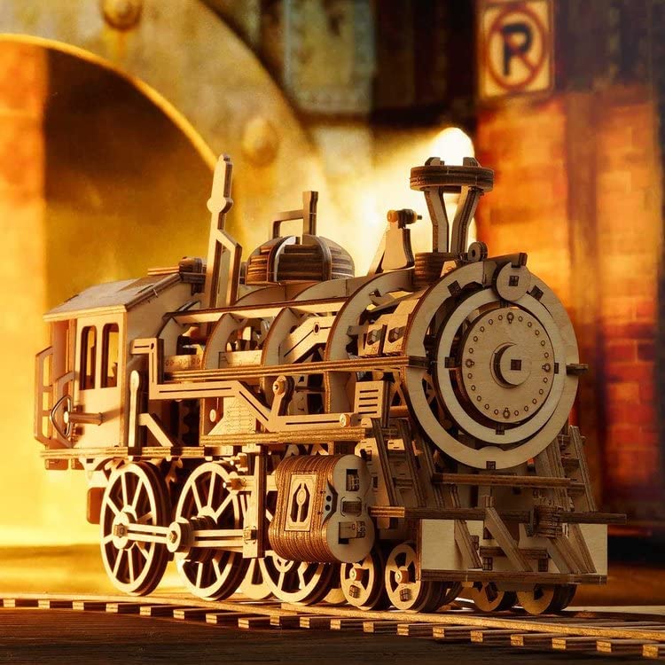 3D Wooden Puzzle Gift for Teens and Adults Locomotive Mechanical Building Model Kit-Toppalletfly