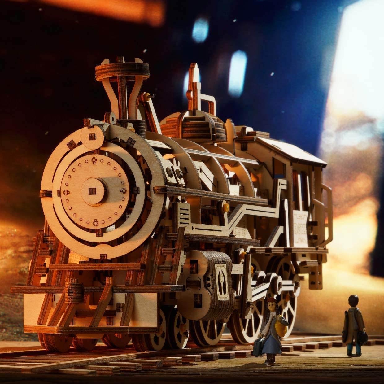 3D Wooden Puzzle Gift for Teens and Adults Locomotive Mechanical Building Model Kit-Toppalletfly