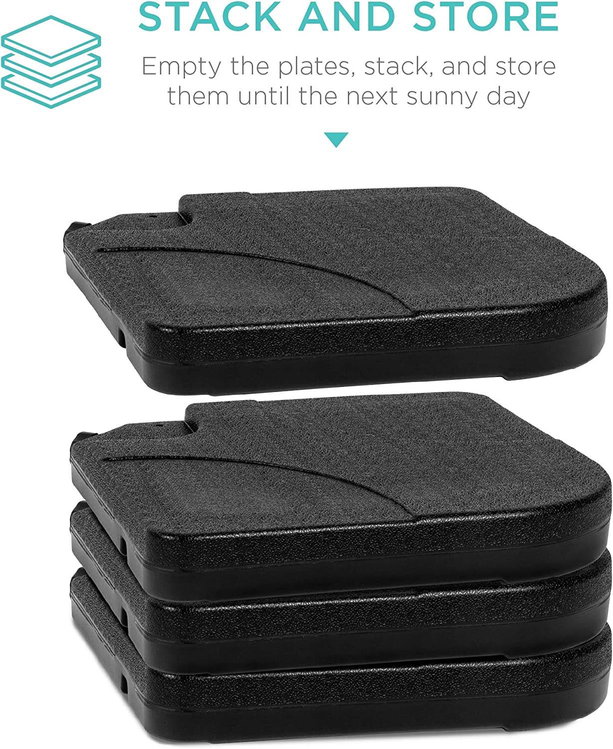 4-Piece Heavy-Duty Cantilever Offset Patio Umbrella Stand Square Base Plate Set w/Easy-Fill Spouts for Water or Sand-Toppalletfly