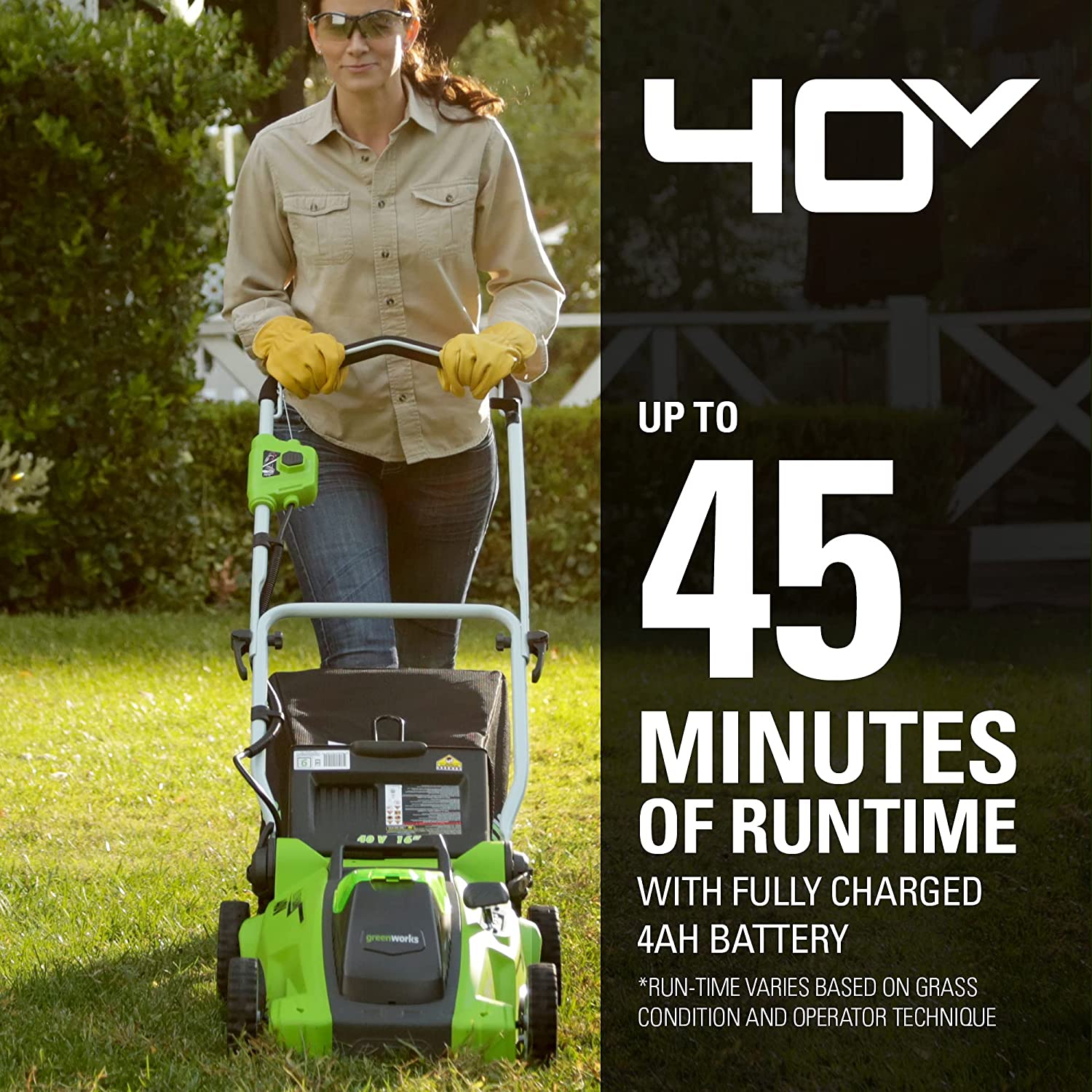 40V 16" Cordless Electric Lawn Mower, 4.0Ah Battery and Charger Included-Toppalletfly