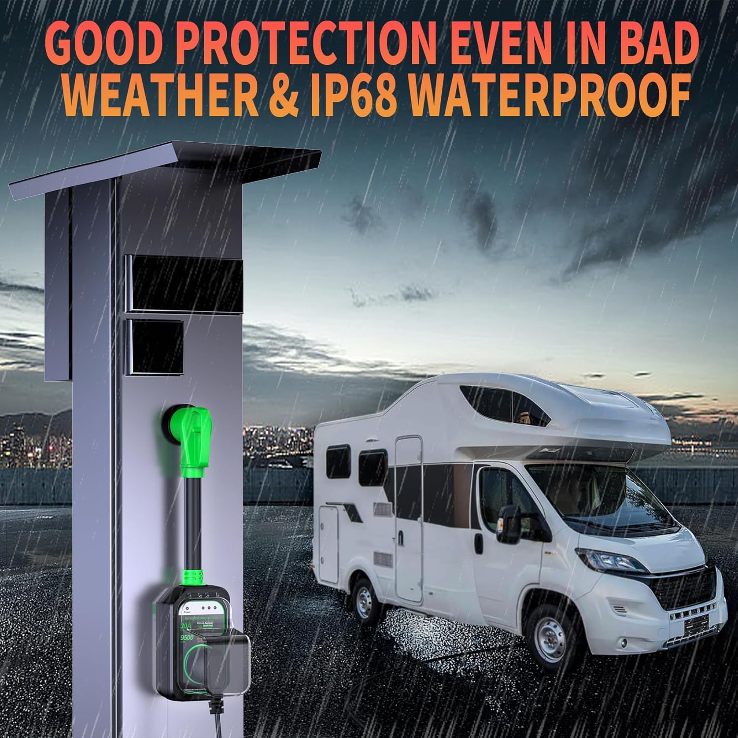 50 Amp RV Surge Protector with Circuit Analyzer and 9500 Joules Protection, Includes Adapter Plug-Toppalletfly