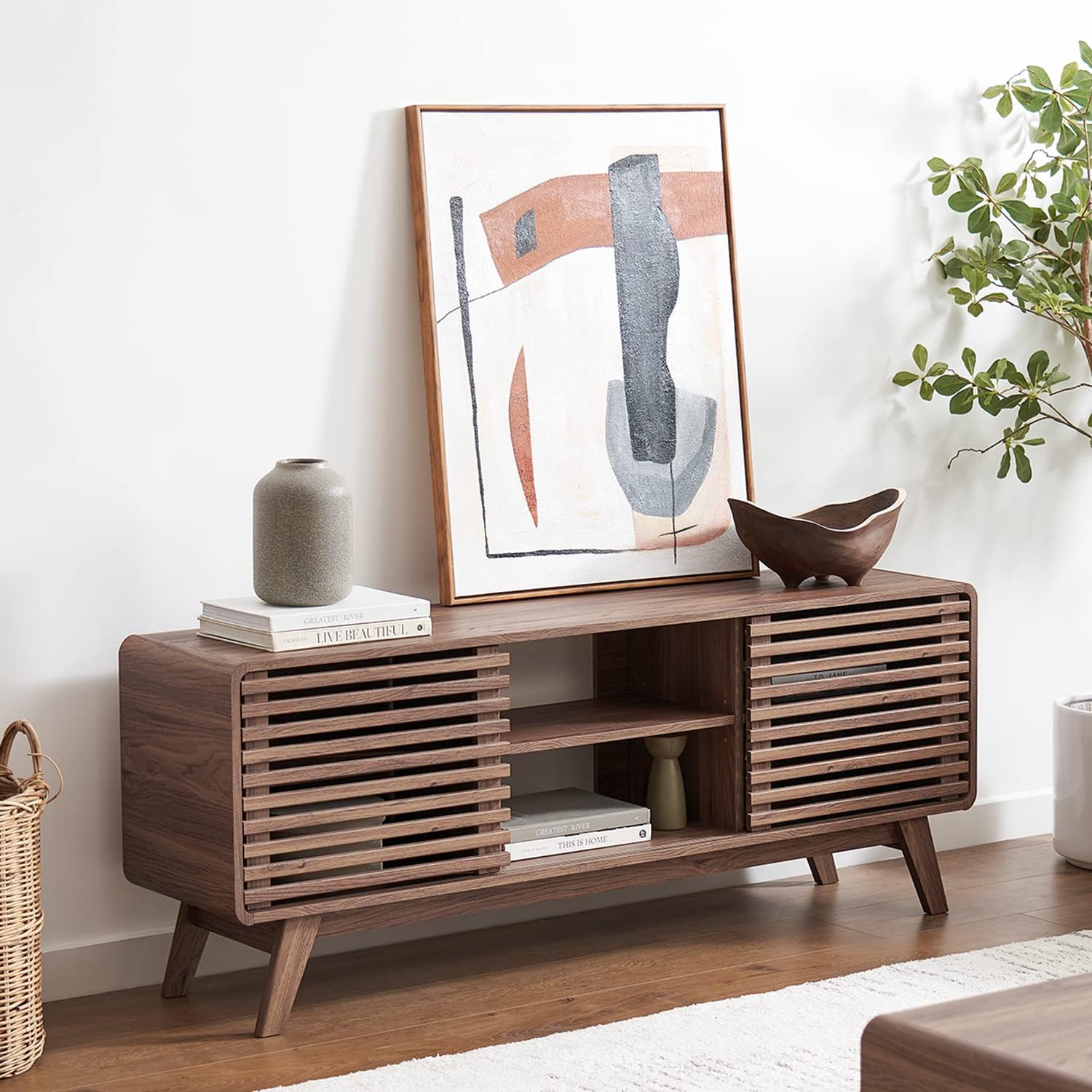 59” TV Stand for 55/60/65 inch TV, Entertainment Center with Storage-Toppalletfly