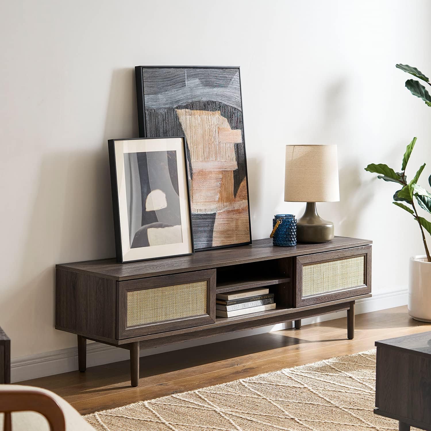 59” TV Stand for 55/60/65 inch TV, Entertainment Center with Storage-Toppalletfly