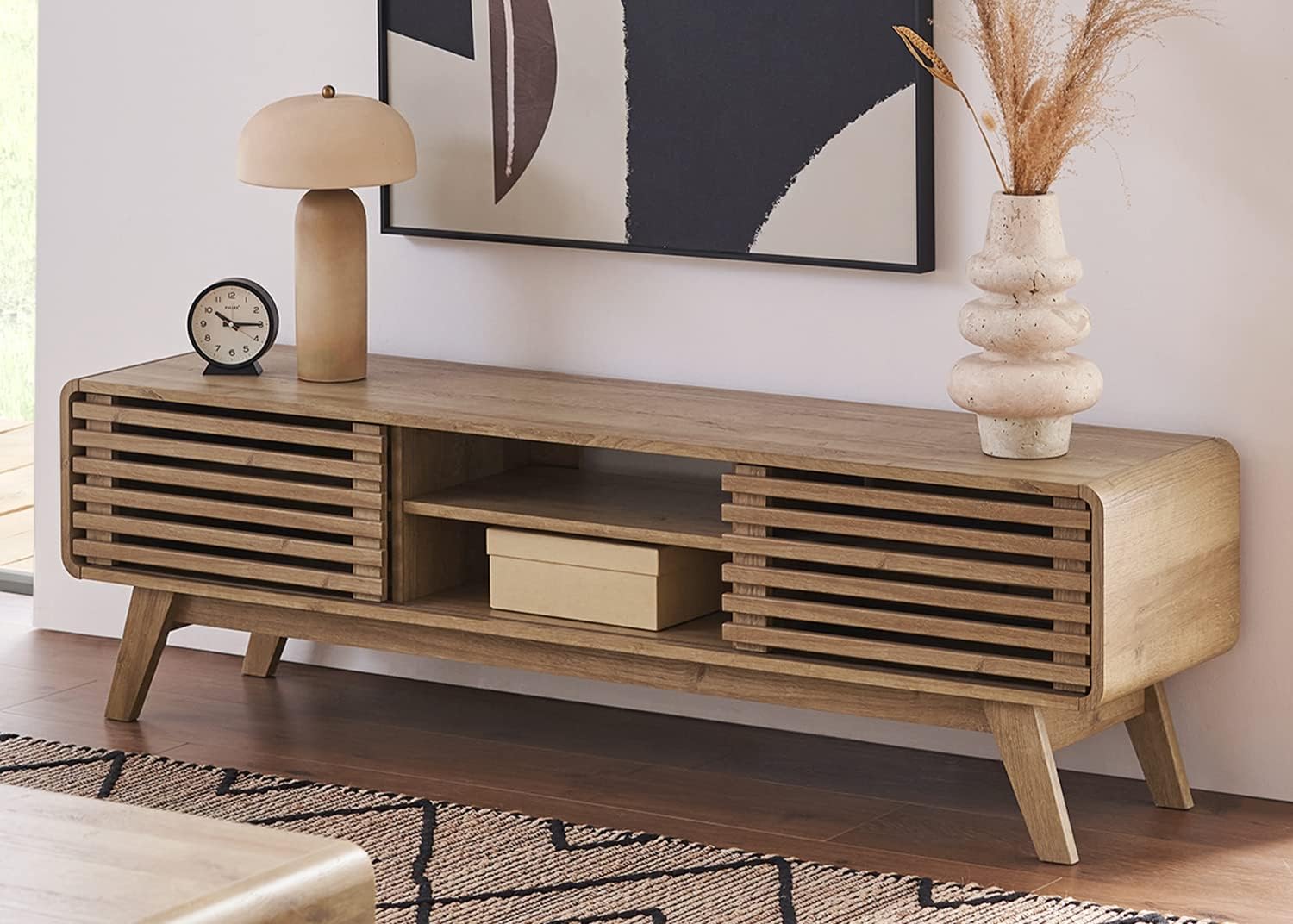 59” TV Stand for 55/60/65 inch TV, Entertainment Center with Storage-Toppalletfly