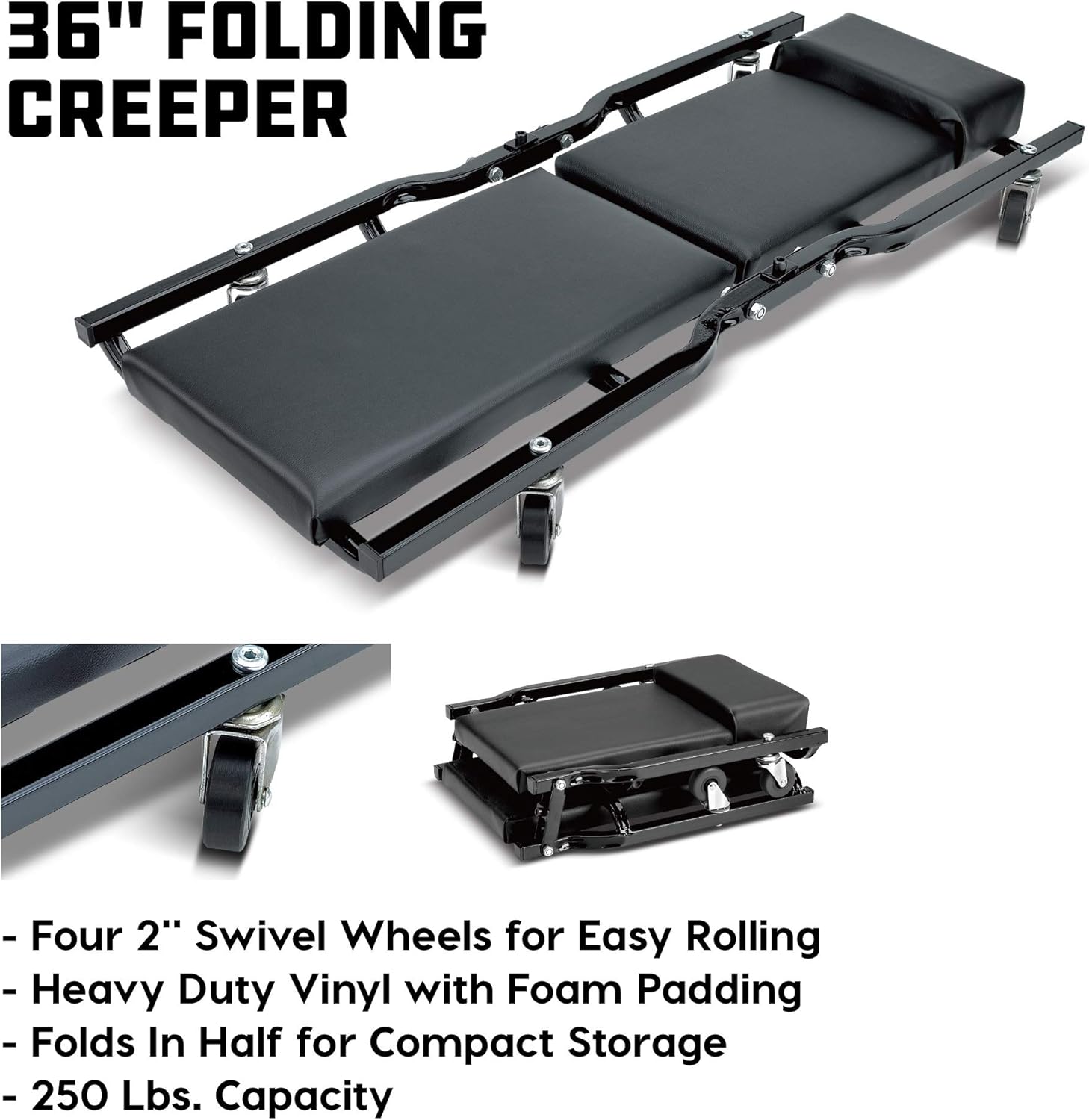 6-Piece Car Jack & Garage Creeper Set with 2-Ton Lift, Jack Stands & Wheel Chocks-Toppalletfly