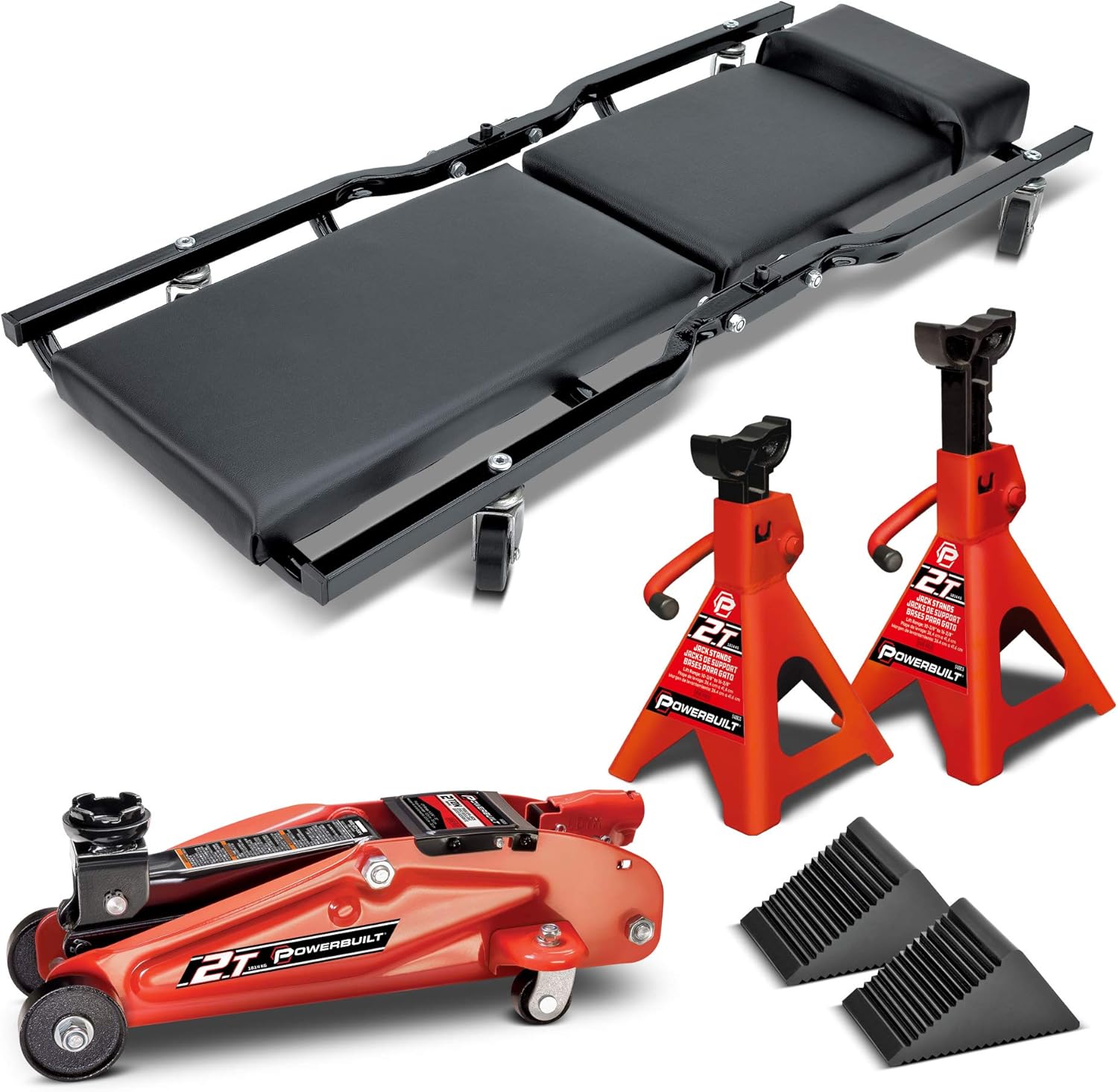 6-Piece Car Jack & Garage Creeper Set with 2-Ton Lift, Jack Stands & Wheel Chocks-Toppalletfly