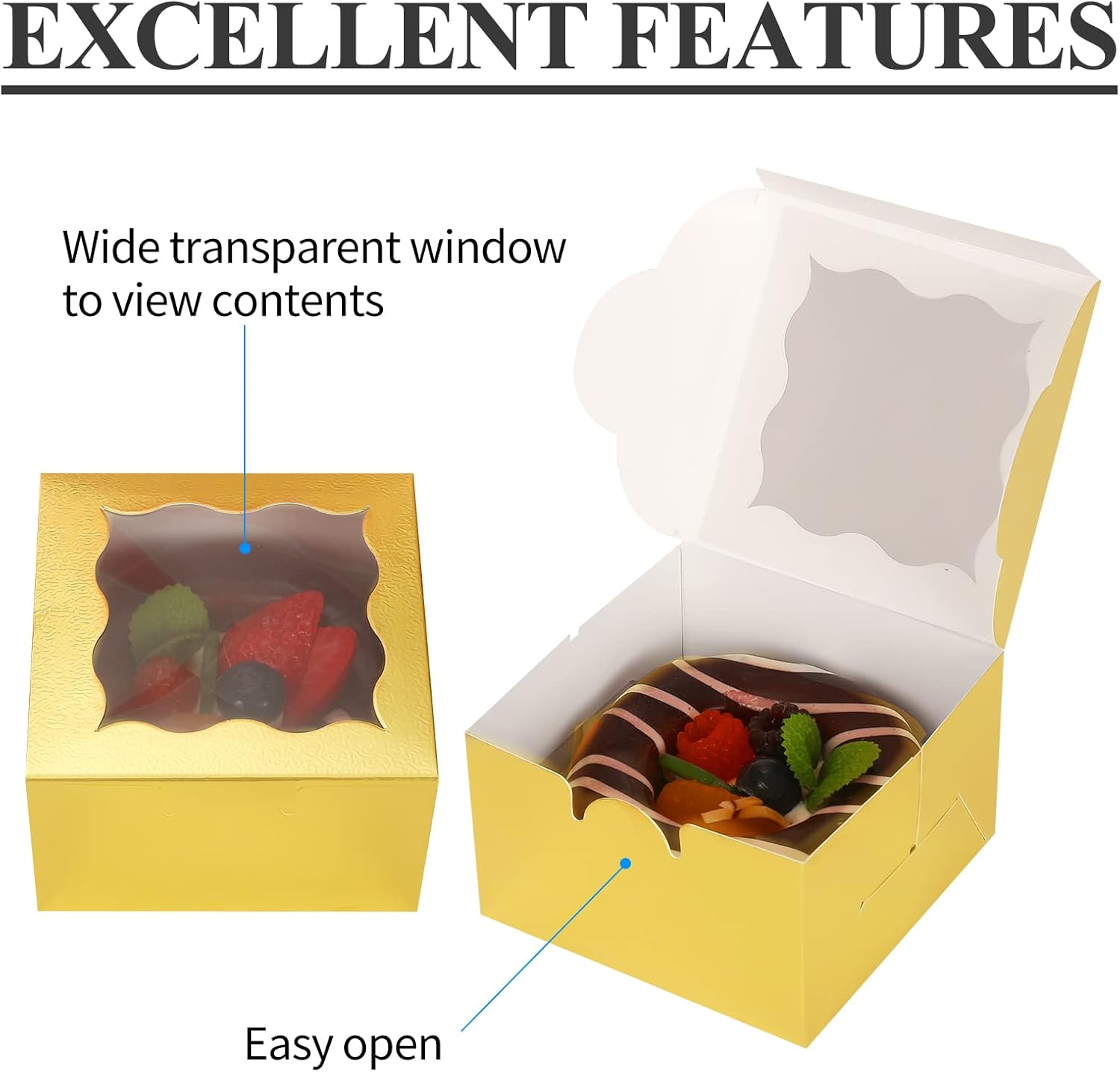 60 Pcs Brown Bakery Boxes with Window Individual Cupcake Boxes 4x4x2.5 Inches-Toppalletfly