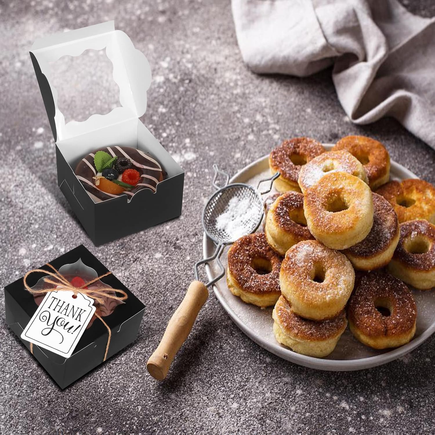 60 Pcs Brown Bakery Boxes with Window Individual Cupcake Boxes 4x4x2.5 Inches-Toppalletfly