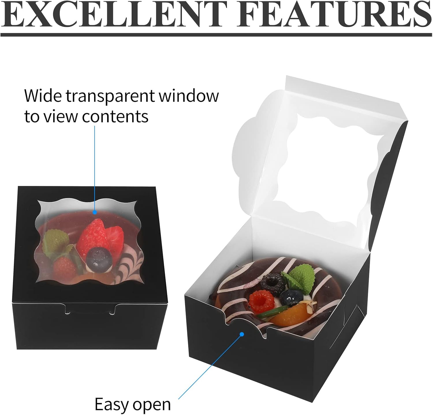 60 Pcs Brown Bakery Boxes with Window Individual Cupcake Boxes 4x4x2.5 Inches-Toppalletfly