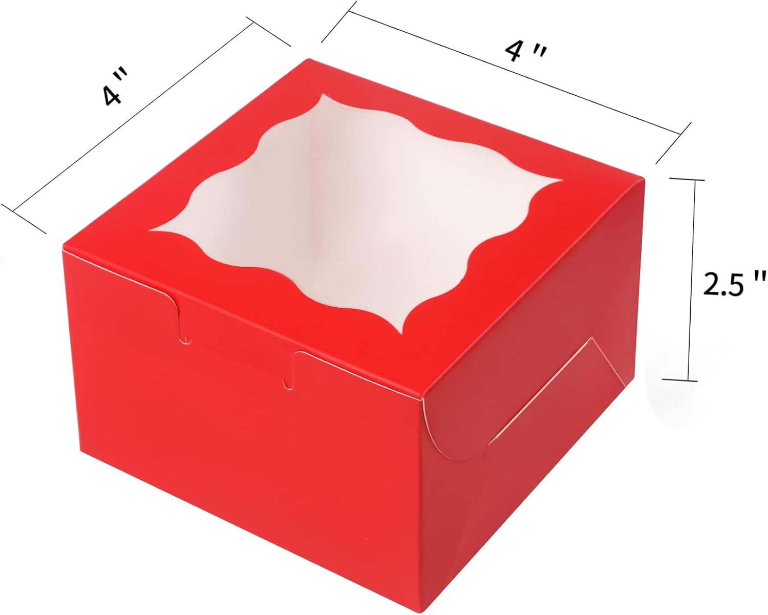 60 Pcs Brown Bakery Boxes with Window Individual Cupcake Boxes 4x4x2.5 Inches-Toppalletfly