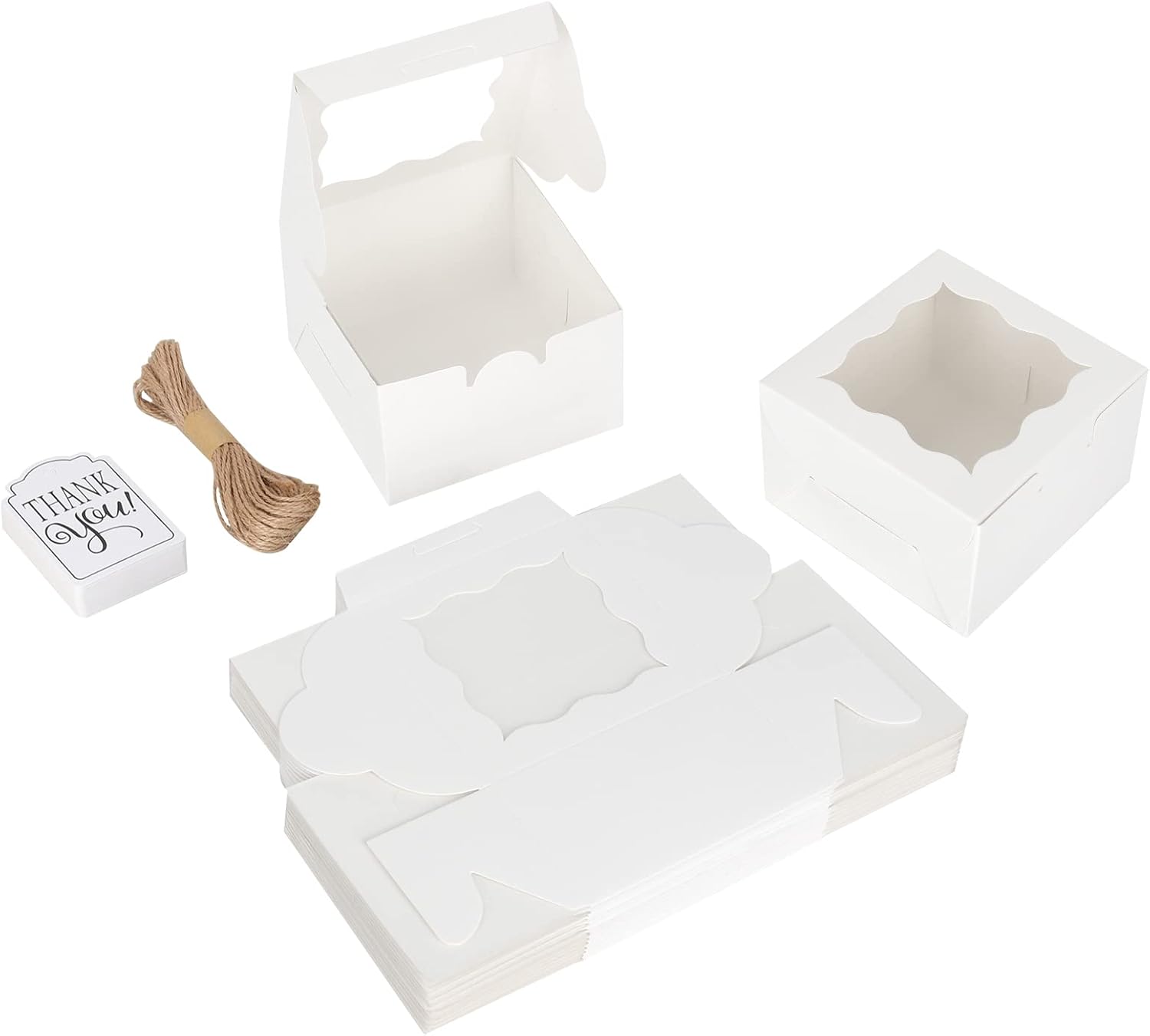 60 Pcs Brown Bakery Boxes with Window Individual Cupcake Boxes 4x4x2.5 Inches-Toppalletfly