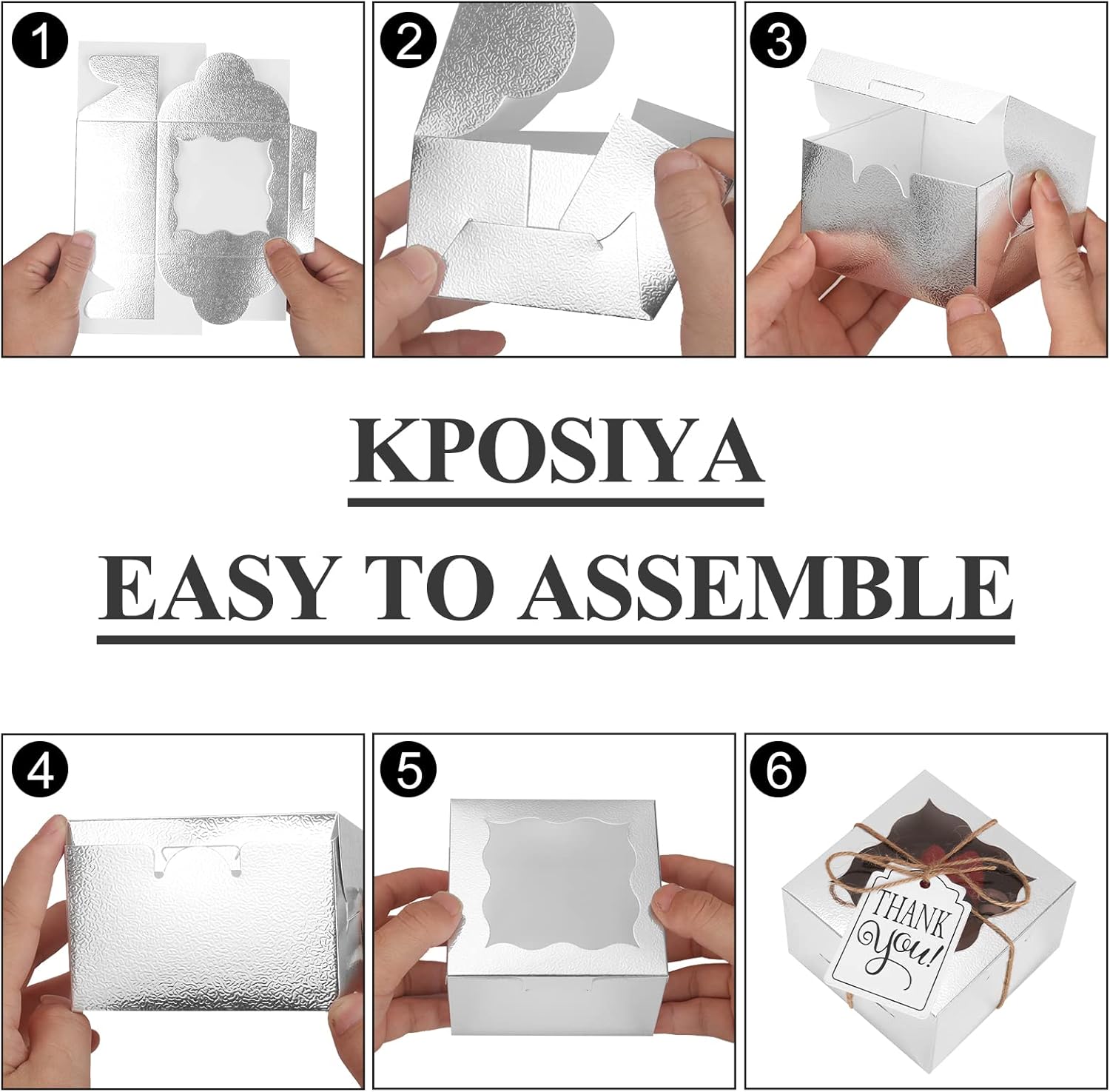 60 Pcs Brown Bakery Boxes with Window Individual Cupcake Boxes 4x4x2.5 Inches-Toppalletfly