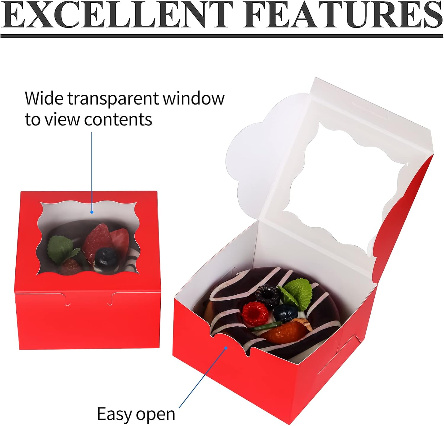 60 Pcs Brown Bakery Boxes with Window Individual Cupcake Boxes 4x4x2.5 Inches-Toppalletfly