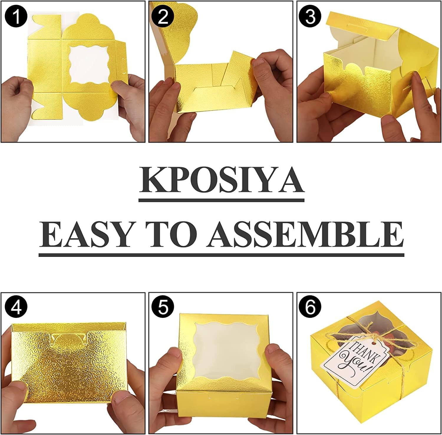 60 Pcs Brown Bakery Boxes with Window Individual Cupcake Boxes 4x4x2.5 Inches-Toppalletfly