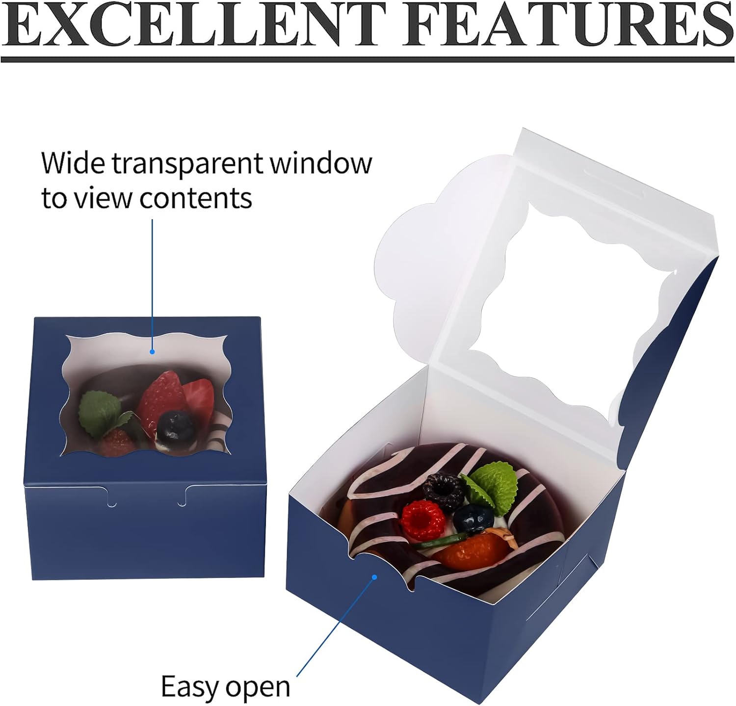 60 Pcs Brown Bakery Boxes with Window Individual Cupcake Boxes 4x4x2.5 Inches-Toppalletfly