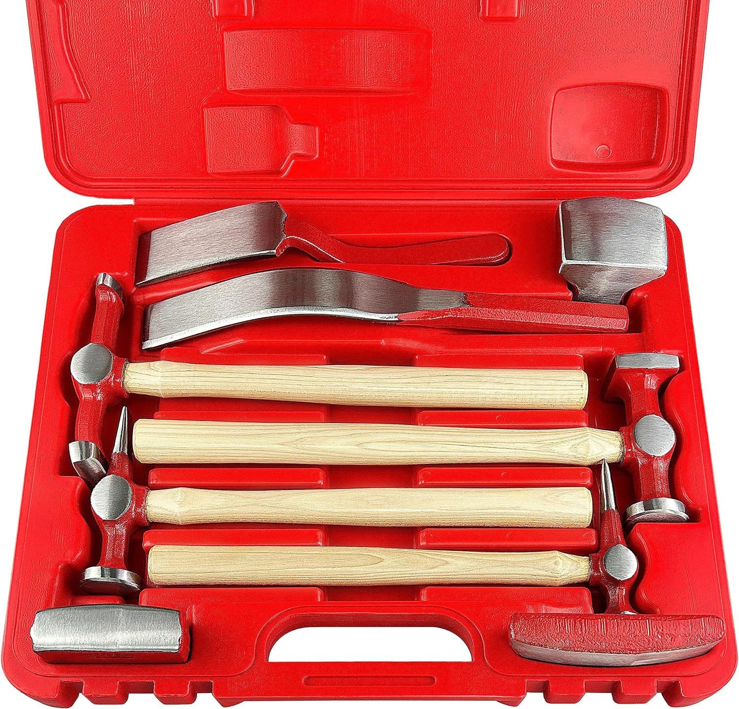 9-Piece Heavy-Duty Auto Body Repair Hammer & Dolly Set with Carrying Case-Toppalletfly
