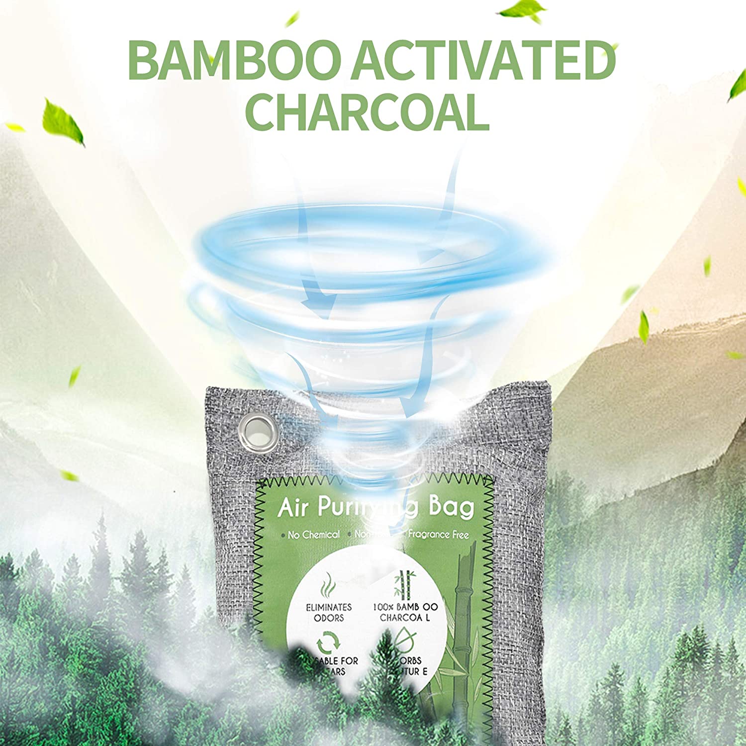 Activated Bamboo Charcoal Natural Eco Friendly for Home, Car, Closet, Shoes, 12 Pack per set - 2 Sets-Toppalletfly