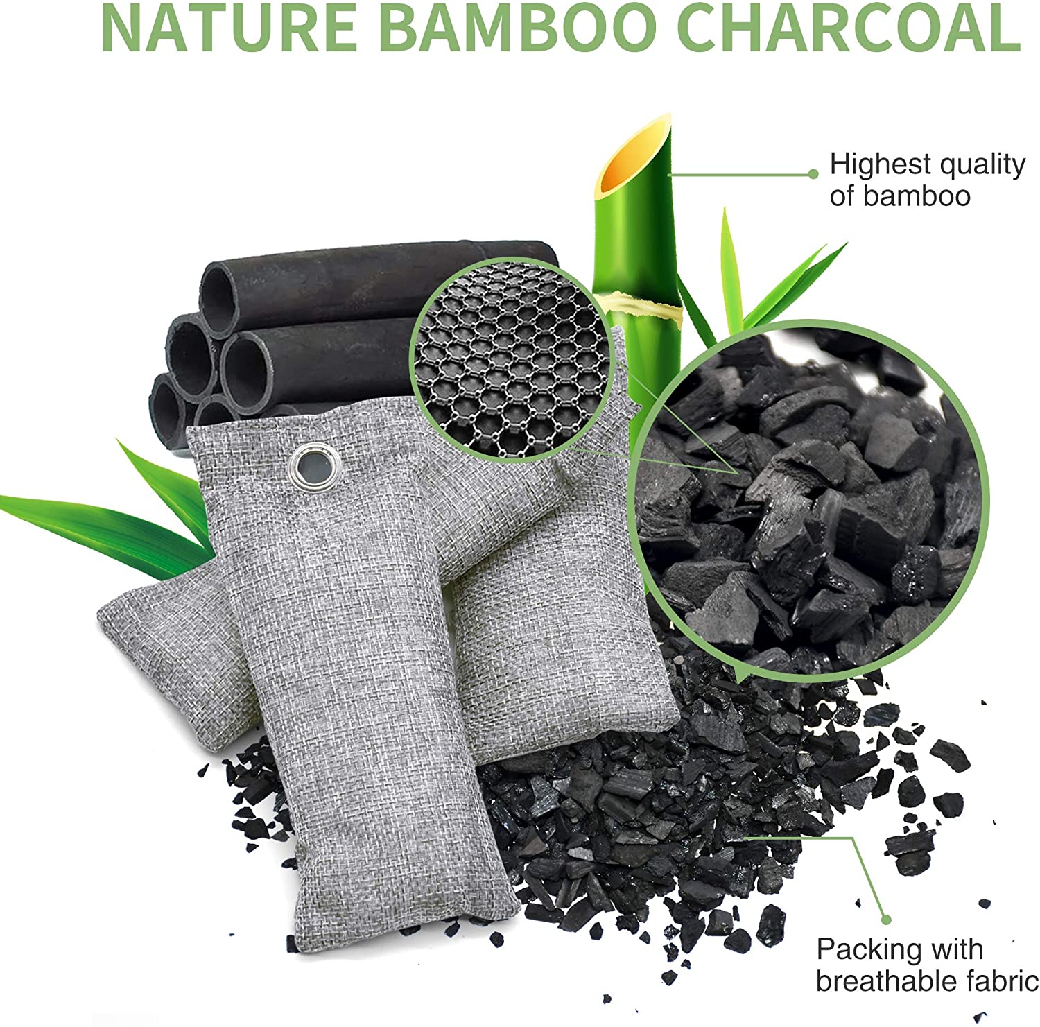 Activated Bamboo Charcoal Natural Eco Friendly for Home, Car, Closet, Shoes, 12 Pack per set - 2 Sets-Toppalletfly