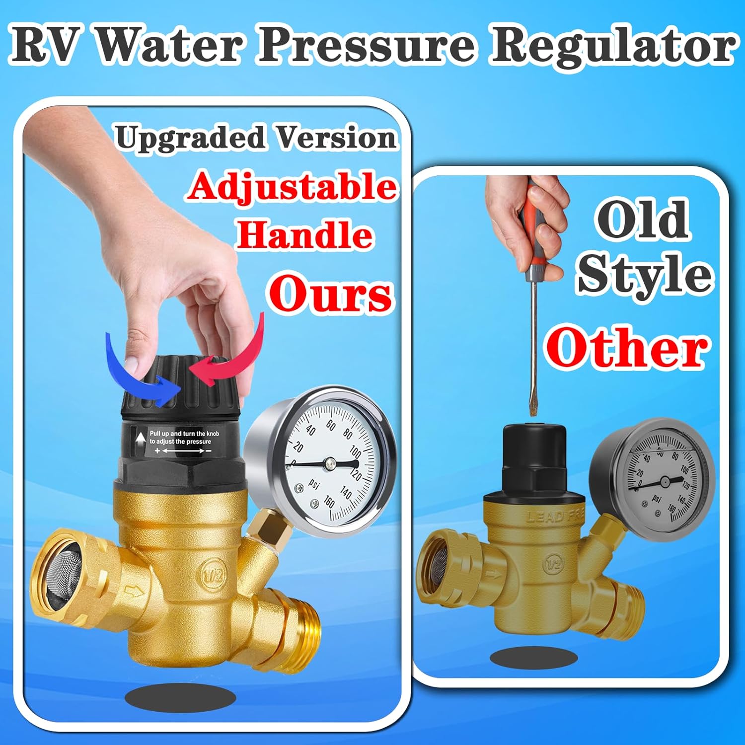 Adjustable RV Water Pressure Regulator for Campers-Toppalletfly