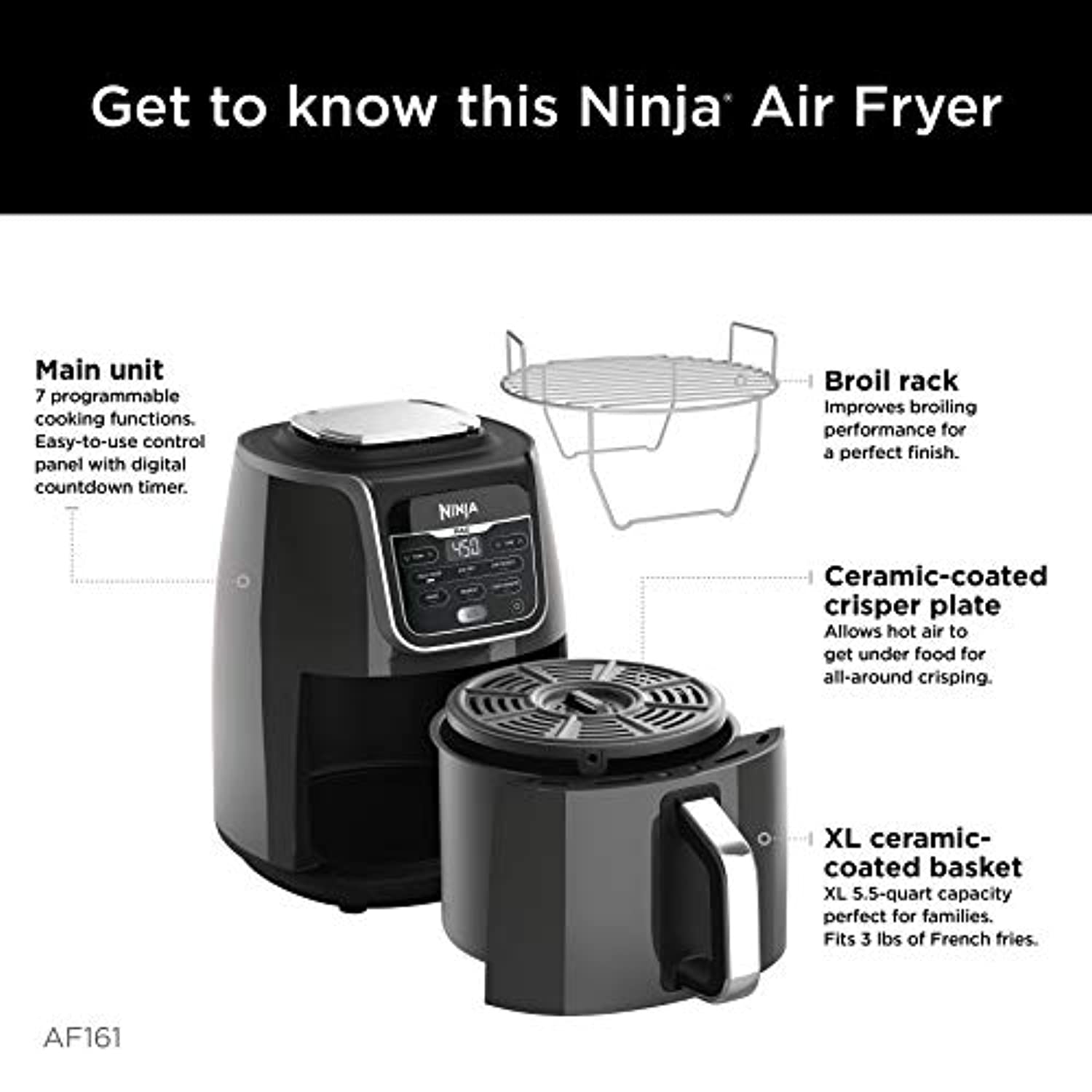 Air Fryer 5.5 Quart Capacity, Cooks, Crisps, Roasts, Broils, Bakes, Reheats and Dehydrates-Toppalletfly