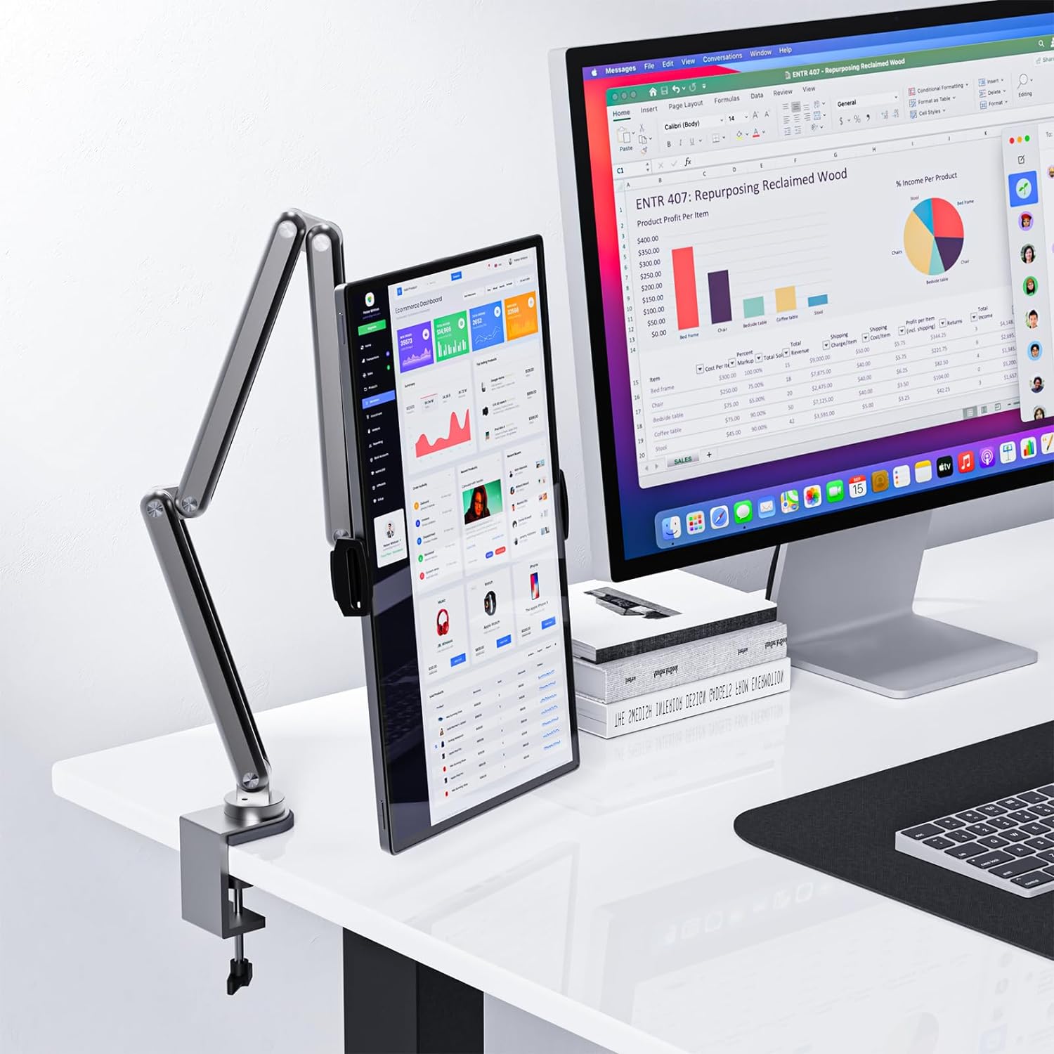 Aluminum Alloy Tablet Stand for Desk, Adjustable Foldable Arm Holder Mount-Toppalletfly