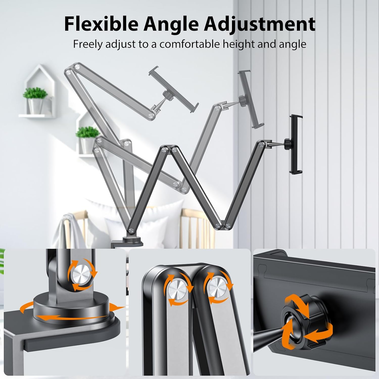 Aluminum Alloy Tablet Stand for Desk, Adjustable Foldable Arm Holder Mount-Toppalletfly