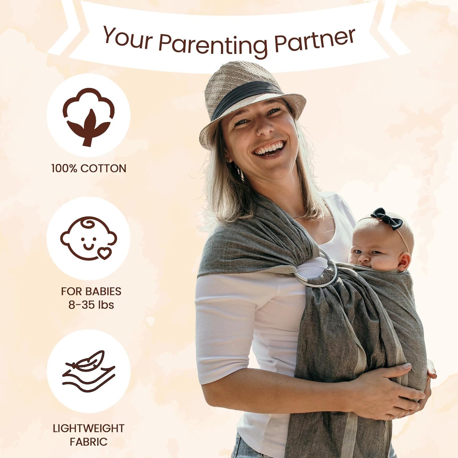 Baby Carrier Ring Sling Wrap for Newborns-Toppalletfly