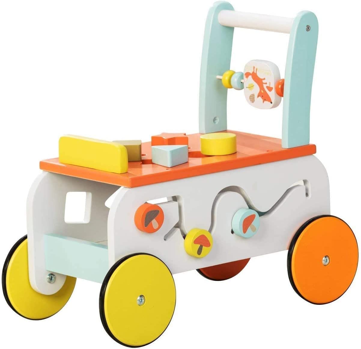Baby Walker with Wheel, 3-in-1 Wooden Activity Walker for Kids 1-3 Years-Toppalletfly