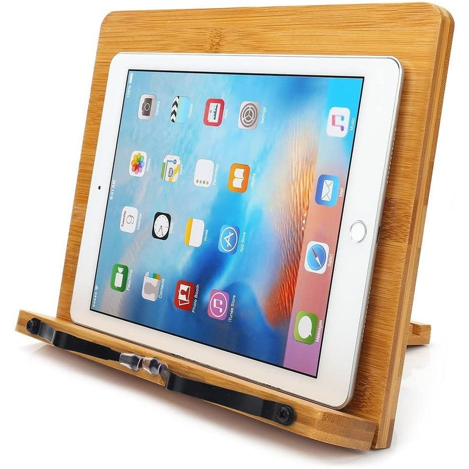 Bamboo Book Stand, Adjustable Book Holder Tray-Toppalletfly